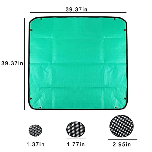 BIUWING 39.4" x 39.4" Plant Repotting Mat, Large Foldable Gardening Mat, Waterproof Transplanting Potting Mat Indoor Outdoor, with 15 Pieces Pot Hole Mesh Pads