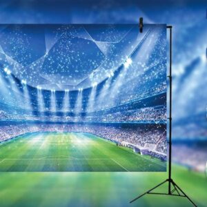 Soccer Field Backdrop Stadium Soccer Competition Fans Night Spotlight Background Adults Man Boy Birthday Party Football Match Wall Decorations Photo Shoot Props 7x5FT