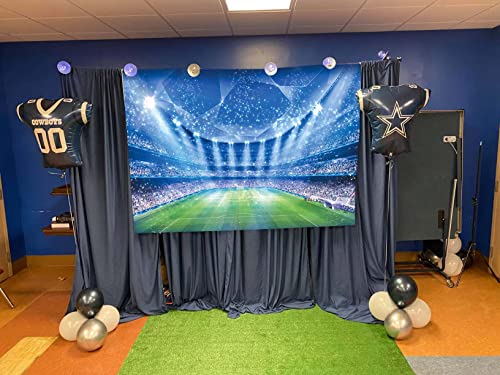 Soccer Field Backdrop Stadium Soccer Competition Fans Night Spotlight Background Adults Man Boy Birthday Party Football Match Wall Decorations Photo Shoot Props 7x5FT