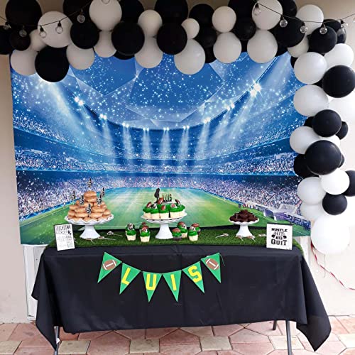 Soccer Field Backdrop Stadium Soccer Competition Fans Night Spotlight Background Adults Man Boy Birthday Party Football Match Wall Decorations Photo Shoot Props 7x5FT