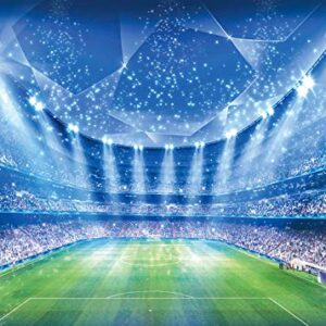 Soccer Field Backdrop Stadium Soccer Competition Fans Night Spotlight Background Adults Man Boy Birthday Party Football Match Wall Decorations Photo Shoot Props 7x5FT