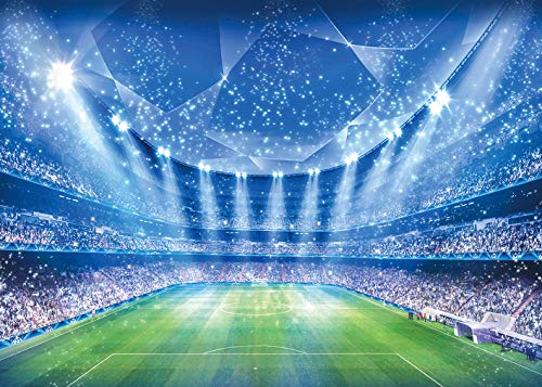 Soccer Field Backdrop Stadium Soccer Competition Fans Night Spotlight Background Adults Man Boy Birthday Party Football Match Wall Decorations Photo Shoot Props 7x5FT