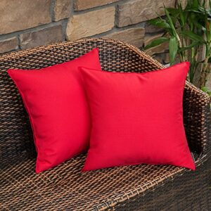 miulee pack of 2 decorative outdoor waterproof pillow covers square garden cushion sham throw pillowcase shell for patio tent couch 20×20 inch red