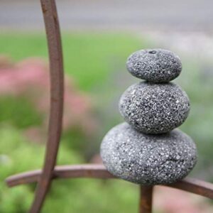 Aura Life Zen Garden Spinner Kinetic Wind Sculpture | Balanced Arch Yard Decor with Rock Cairn and Stake | Relaxing Metal Art Wind Vane Sculptures | Handmade (Bare Steel)