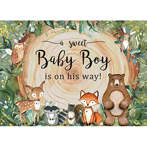 Maijoeyy 7x5ft Woodland Baby Shower Backdrop Woodland Oh Baby Backdrop Safari Jungle Baby Shower Backdrop for Boy Photography Props