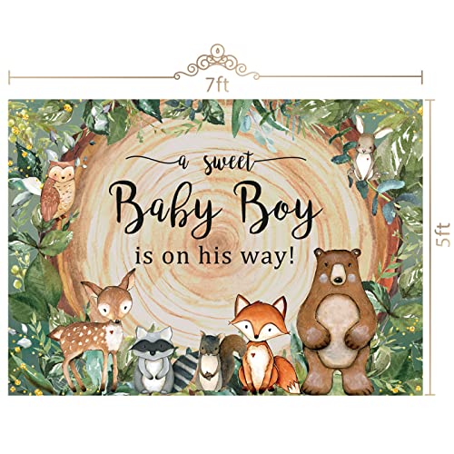 Maijoeyy 7x5ft Woodland Baby Shower Backdrop Woodland Oh Baby Backdrop Safari Jungle Baby Shower Backdrop for Boy Photography Props