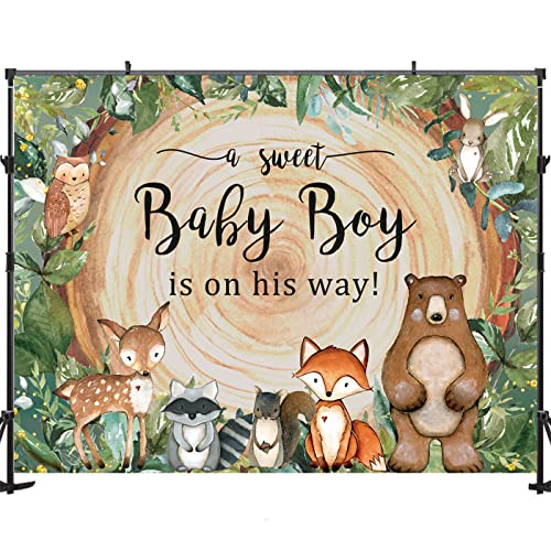 Maijoeyy 7x5ft Woodland Baby Shower Backdrop Woodland Oh Baby Backdrop Safari Jungle Baby Shower Backdrop for Boy Photography Props