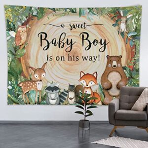 Maijoeyy 7x5ft Woodland Baby Shower Backdrop Woodland Oh Baby Backdrop Safari Jungle Baby Shower Backdrop for Boy Photography Props