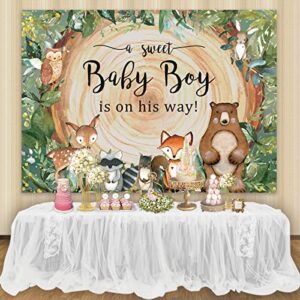 Maijoeyy 7x5ft Woodland Baby Shower Backdrop Woodland Oh Baby Backdrop Safari Jungle Baby Shower Backdrop for Boy Photography Props