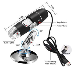 Jiusion 40 to 1000x Magnification Endoscope, 8 LED USB 2.0 Digital Microscope, Mini Camera with OTG Adapter and Metal Stand, Compatible with Mac Windows 7 8 10 11 Android Linux