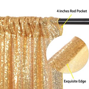 B-COOL Gold Sequin Backdrop Curtain Gold Curtains 2 Packs 2ftx8ft Gold Drapes for Backdrop Gold Backdrop Curtains for Parties Holiday Baby Shower Photography Stage