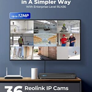 REOLINK 36 Channel Network Video Recorder for Security Camera System, Work with 12MP/4K/5MP/4MP HD Reolink IP Cameras NVR, Integrated O/I Alarm System, 3 HDD Bays, No HDD Included, RLN36