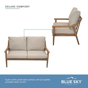 Blue Sky Outdoor Living Genova 4-Piece Aluminum Conversation Set, All-Weather Outdoor Furniture for Patio, Lawn, Garden, or Poolside, Natural/Grey