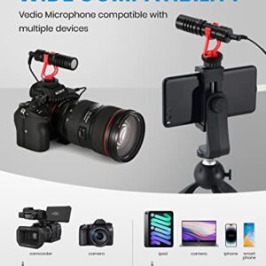 Moukey MCM-1 Video Microphone, Camera Microphone with Shock Mount, Windshield, Professional Vlogging Kit for iPhone, Android Smartphone, DSLR Camera & Camcorder, Battery-Free Shotgun Mic