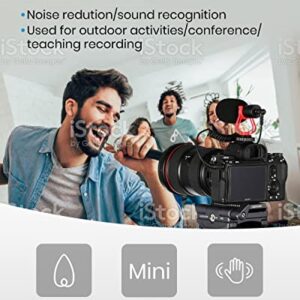 Moukey MCM-1 Video Microphone, Camera Microphone with Shock Mount, Windshield, Professional Vlogging Kit for iPhone, Android Smartphone, DSLR Camera & Camcorder, Battery-Free Shotgun Mic