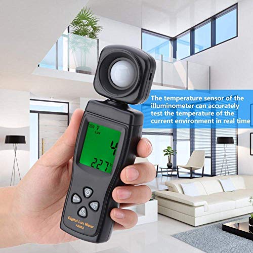 Digital Lux Meter, Illuminometer, Photometer, 0～200,000 Lux Measure Range, Lux/FC Unit Selection for Homes, Agriculture, Warehouses, Farms, Stage, Stadiums(Battery NOT Included)