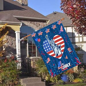 Happy 4th of July House Flags,Double Sided Independence Day Garden Flag Yard Decorations Memorial Patriotic Star Statue of Liberty House Flag 28 x 40 Inch Holiday USA Flags with 2 Grommets