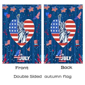 Happy 4th of July House Flags,Double Sided Independence Day Garden Flag Yard Decorations Memorial Patriotic Star Statue of Liberty House Flag 28 x 40 Inch Holiday USA Flags with 2 Grommets