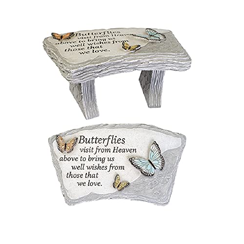 Carson Home 14457 Butterfly Memorial Bench, 11-inch Width, Resin