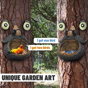 KAKICLAY Tree Faces Decor Outdoor | Old Man with Glasses Tree Art with Eyes Glow in The Dark | Tree Hugger Yard Art Garden Decor Outdoor Statues | Unique Bird Feeder for Outdoors and Indoors