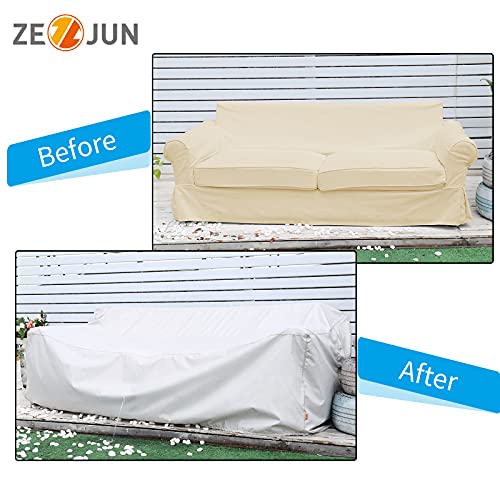 ZEJUN Outdoor Furniture Covers Waterproof, 600D Patio Couch Cover, 58" L x 28" D x 35" H, UV Resistant, Anti-fad, Dustproof Loveseat Sofa Cover for Patio Furniture, Porch loveseat, Lawn Bench Chairs