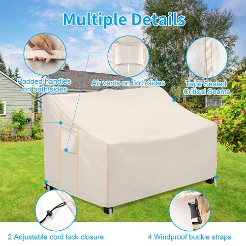 ZEJUN Outdoor Furniture Covers Waterproof, 600D Patio Couch Cover, 58" L x 28" D x 35" H, UV Resistant, Anti-fad, Dustproof Loveseat Sofa Cover for Patio Furniture, Porch loveseat, Lawn Bench Chairs