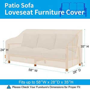 ZEJUN Outdoor Furniture Covers Waterproof, 600D Patio Couch Cover, 58" L x 28" D x 35" H, UV Resistant, Anti-fad, Dustproof Loveseat Sofa Cover for Patio Furniture, Porch loveseat, Lawn Bench Chairs