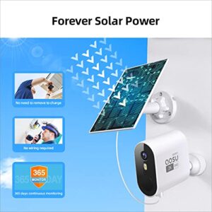 AOSU Solar Security Cameras Wireless Outdoor, 2K QHD Battery Powered Home Security System with 166° Ultra-Wide View, Spotlight, Color Night Vision, Motion Detection, No Monthly Fee