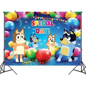 bluey birthday backdrop banner party decorations sheepdog 7×5 ft bingo cartoon dog happy birthday supplies special day background for multi occasions