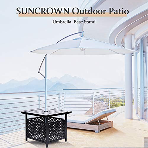 SUNCROWN Outdoor Patio Side Table with 1.57" Umbrella Hole, Patio Bistro Square Table, Garden Furniture Deck Pool Table