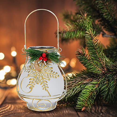 Beaupretty Solar Lanterns Christmas Outdoor Hanging Lantern Xmas Snowflake Star Decoration Pendant Lamps for Garden