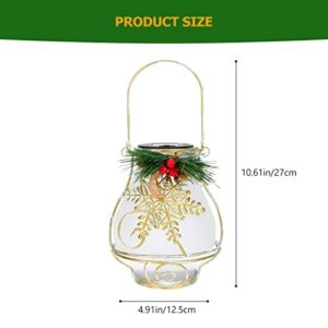 Beaupretty Solar Lanterns Christmas Outdoor Hanging Lantern Xmas Snowflake Star Decoration Pendant Lamps for Garden