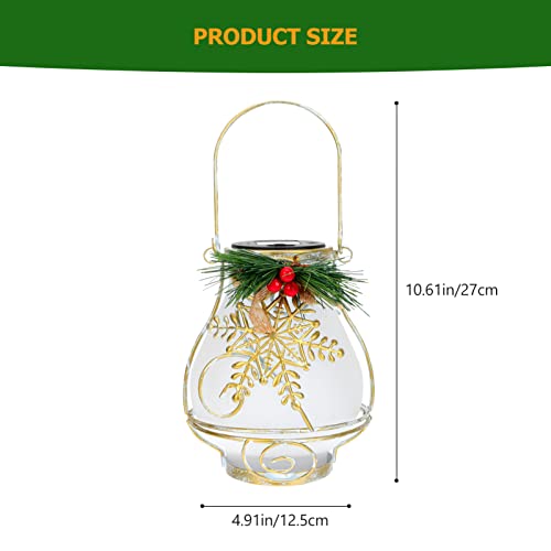 Beaupretty Solar Lanterns Christmas Outdoor Hanging Lantern Xmas Snowflake Star Decoration Pendant Lamps for Garden