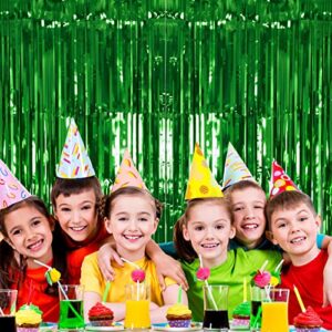 2 Pack Green Tinsel Curtain Party Backdrop, 3.2Ft x 8.2Ft Metallic Tinsel Foil Fringe Curtains Photo Booth Props Background for Christmas St Patrick’s Day Safari Tropical Bachelorette Decorations