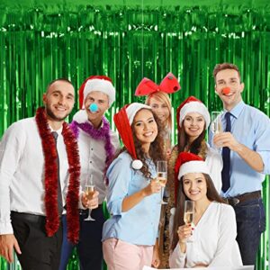 2 Pack Green Tinsel Curtain Party Backdrop, 3.2Ft x 8.2Ft Metallic Tinsel Foil Fringe Curtains Photo Booth Props Background for Christmas St Patrick’s Day Safari Tropical Bachelorette Decorations