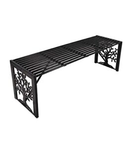 plow and hearth metal tree of life backless straight garden bench