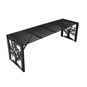 Plow and Hearth Metal Tree of Life Backless Straight Garden Bench