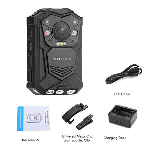 MIUFLY 1296P Police Body Camera with 2 Inch Display, Night Vision, Built in 128G Memory and GPS for Law Enforcement