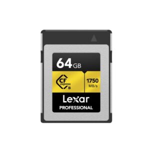 lexar professional 64gb cfexpress type b memory card, up to 1750mb/s read, raw 4k video recording, supports pcie 3.0 and nvme (lcfx10-64gcrbna)