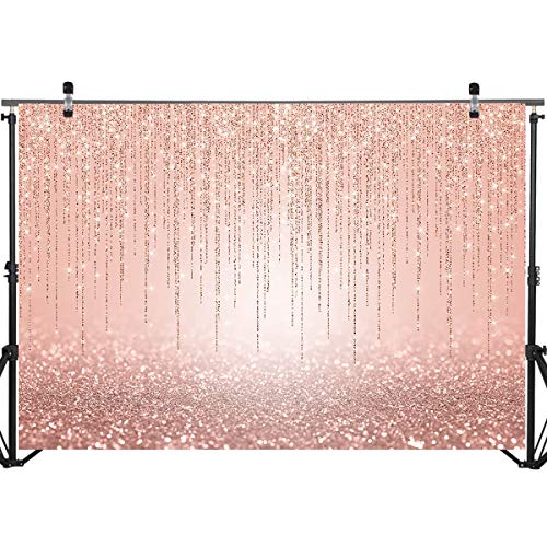 Mocsicka Rose Gold Backdrop Glitter Rose Gold Sweet Sixteen Birthday Party Background 7x5ft Rose Gold Birthday Baby Shower Photography Background