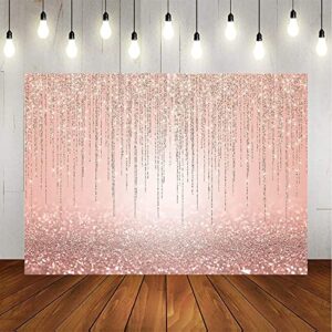 Mocsicka Rose Gold Backdrop Glitter Rose Gold Sweet Sixteen Birthday Party Background 7x5ft Rose Gold Birthday Baby Shower Photography Background