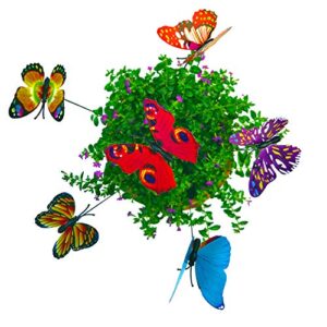 Antallcky 100pcs Butterfly Stakes Outdoor Yard Planter Flower Pot Bed Garden Decor Butterflies Christmas Decorations,Butterflies on Metal Wire Plant Stake,Fairy Garden Accessories Gardening Gifts