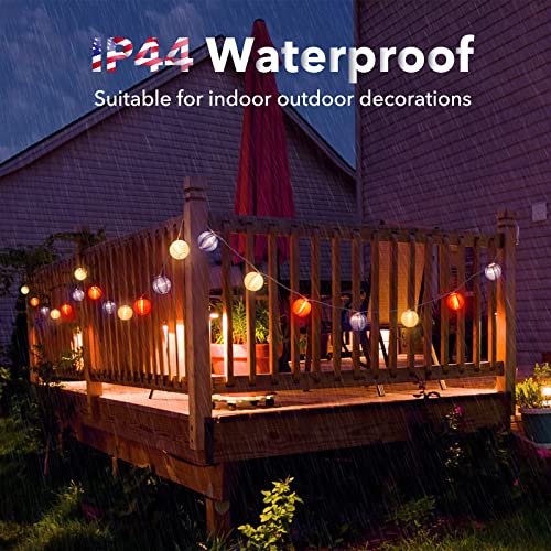 4th of July Lights - Lantern String Lights, 6.7 Feet 10 Waterproof Nylon Lantern Hanging Globe Light, Plug in Connectable Decorative Lights for Independence Day Yard Garden Fourth of July Decor