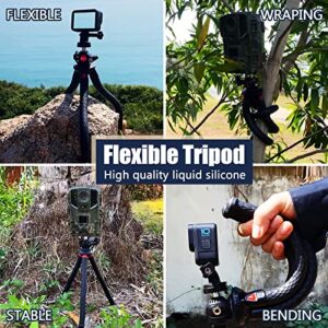 Phone Tripod, Lammcou 3 in 1 Flexible Tripod for Camera, Cell Phone, Universal 360 Degree Rotation Phone Holder with Tilt Ballhead for Video Recording, Vlogging, Live Streaming (Black)