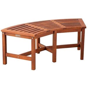 solid wood fire pit curved bench 44″ outdoor garden patio