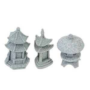 3pcs miniature pagoda lantern japanese stone lantern for ppatio decorations outdoor fairies figurines for miniature fairy garden accessories, light grey, 5.5×2.8cm (273ytqk1455uwhq136)
