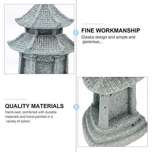 3Pcs Miniature Pagoda Lantern Japanese Stone Lantern for pPatio Decorations Outdoor Fairies Figurines for Miniature Fairy Garden Accessories, Light Grey, 5.5x2.8cm (273YTQK1455UWHQ136)