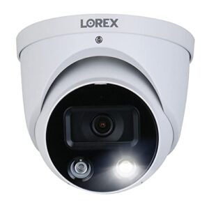 lorex 4k ultra hd smart deterrence ip outdoor metal dome security camera, 2.8mm fixed lens and smart motion detection plus