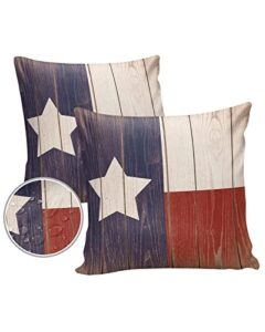 outdoor throw pillow cover retro american texas flag waterproof cushion covers 2 pack wooden texture pillow cases home decoration for patio garden couch sofa