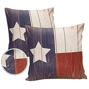 Outdoor Throw Pillow Cover Retro American Texas Flag Waterproof Cushion Covers 2 Pack Wooden Texture Pillow Cases Home Decoration for Patio Garden Couch Sofa